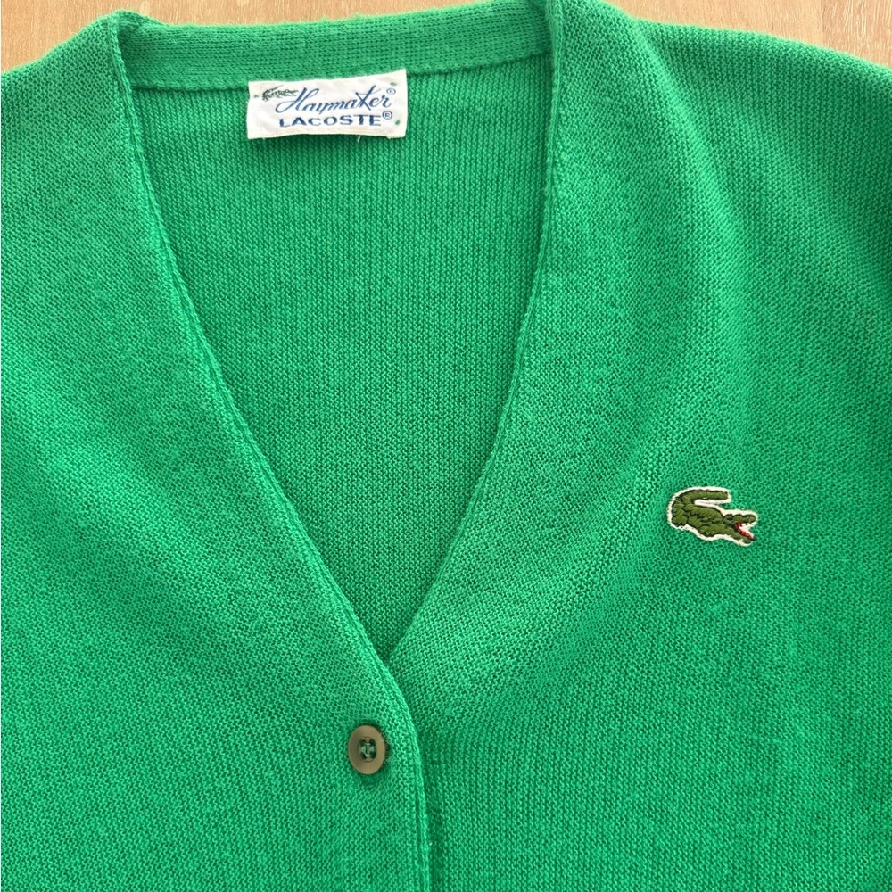 Vintage Kelly green Lacoste IZOD cardigan